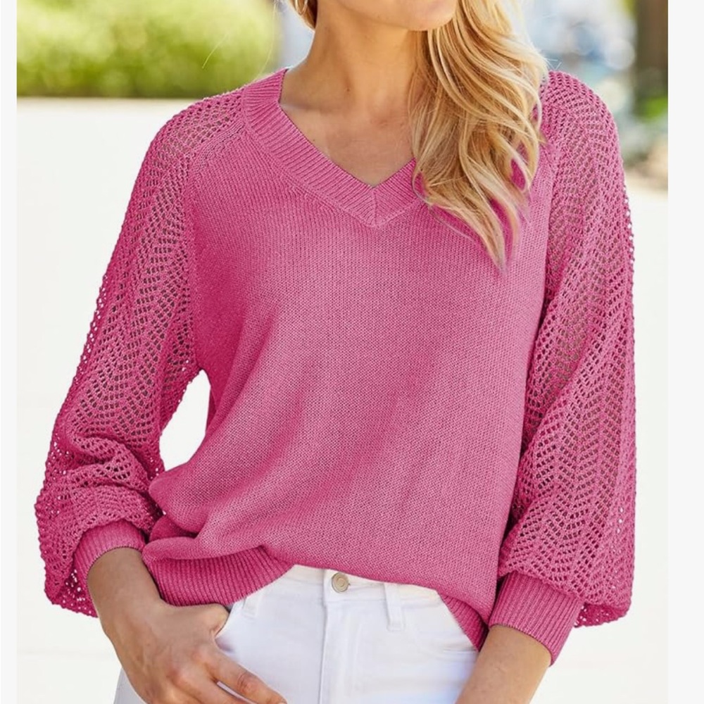 Elegant Pink V-Neck Sweater for Women